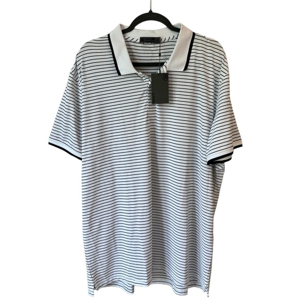 G/FORE Other - NEW G/FORE Perforated Wide Stripe Polo Golf Wicking Snow+Blue Men's Size XXL